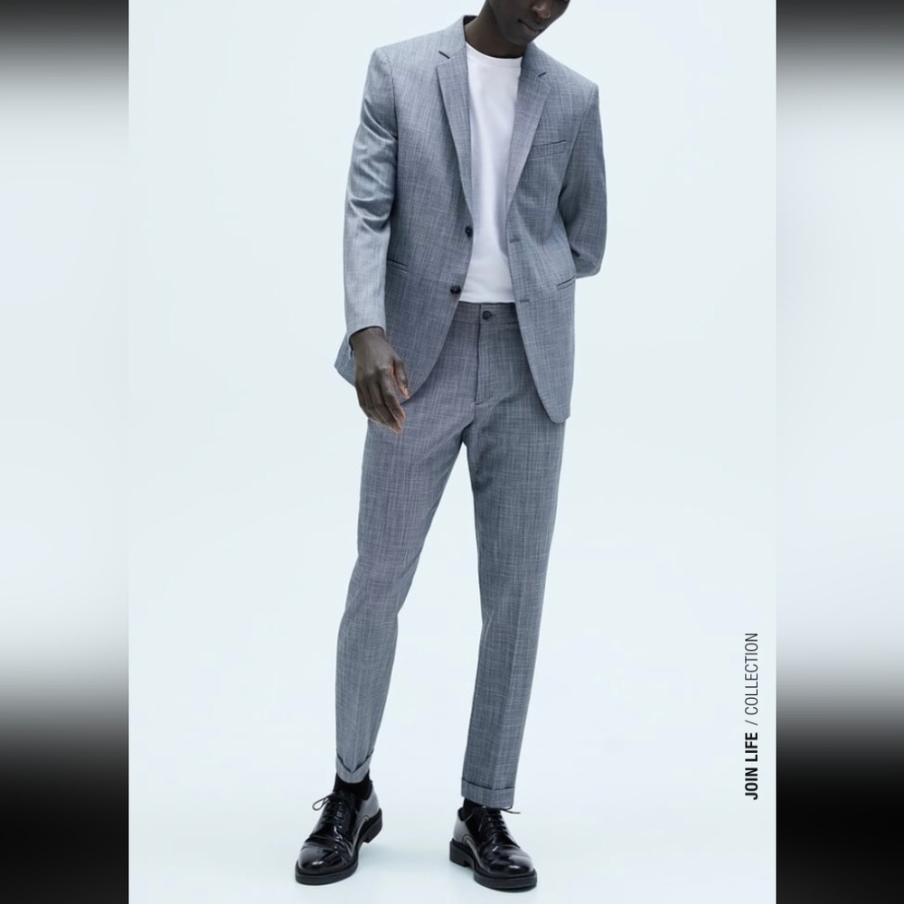 NWT Zara Men’s Textured Stretch Suit Jacket Coat + suit pants
